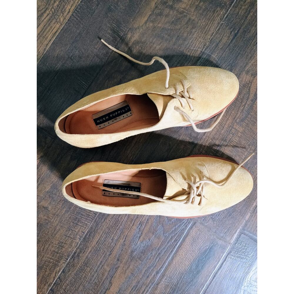 Hush Puppies Neutral Tan Suede Derby Heirloom Nostalgia Quiet Luxury Old Money